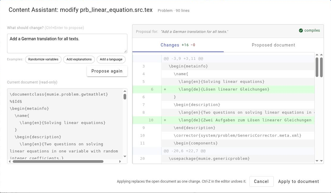 Proposal shown as a diff